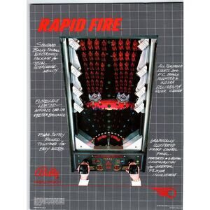 1982 Bally Rapid Fire Pinball Machine Flyer Vintage Arcade Game Ephemera